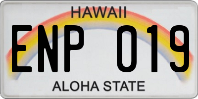 HI license plate ENP019