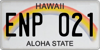 HI license plate ENP021