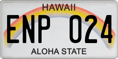 HI license plate ENP024