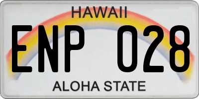 HI license plate ENP028