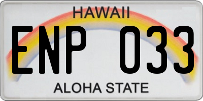 HI license plate ENP033