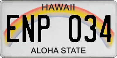 HI license plate ENP034