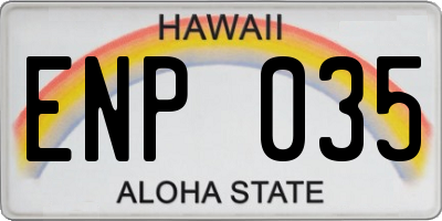 HI license plate ENP035