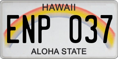 HI license plate ENP037