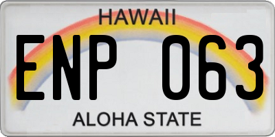 HI license plate ENP063