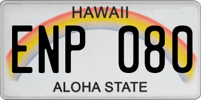 HI license plate ENP080