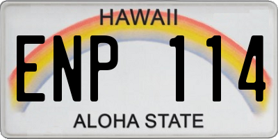 HI license plate ENP114