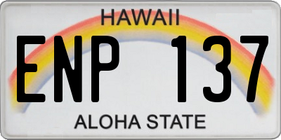 HI license plate ENP137