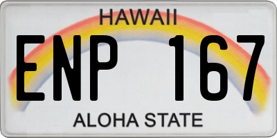 HI license plate ENP167