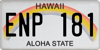 HI license plate ENP181