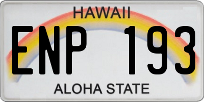 HI license plate ENP193