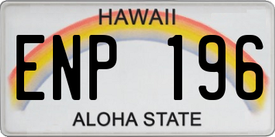 HI license plate ENP196