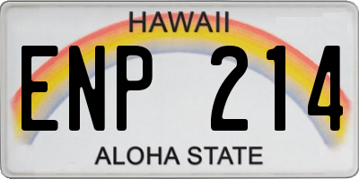 HI license plate ENP214