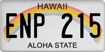 HI license plate ENP215