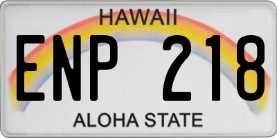 HI license plate ENP218