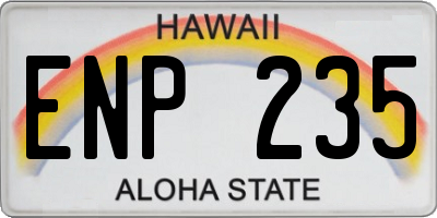HI license plate ENP235