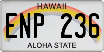 HI license plate ENP236
