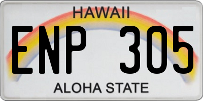 HI license plate ENP305