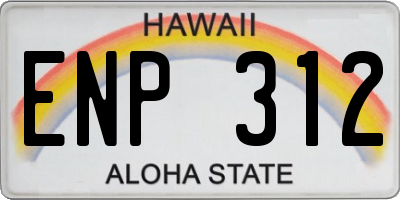 HI license plate ENP312