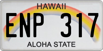 HI license plate ENP317
