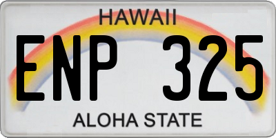 HI license plate ENP325