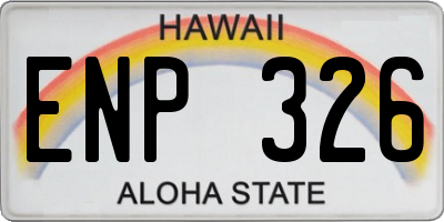 HI license plate ENP326