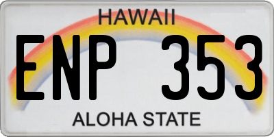 HI license plate ENP353