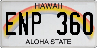 HI license plate ENP360