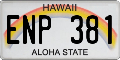 HI license plate ENP381