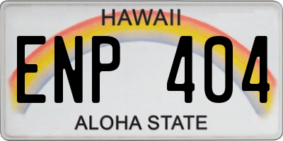 HI license plate ENP404