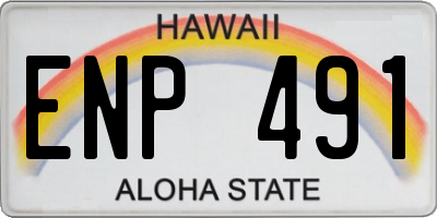 HI license plate ENP491