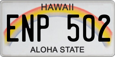 HI license plate ENP502