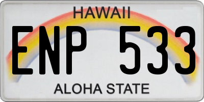 HI license plate ENP533