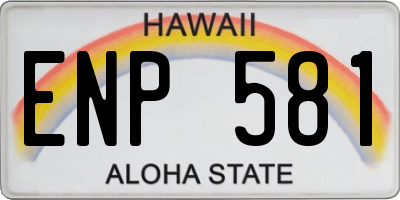 HI license plate ENP581