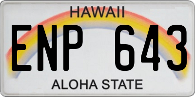 HI license plate ENP643