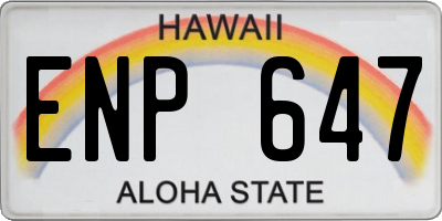 HI license plate ENP647