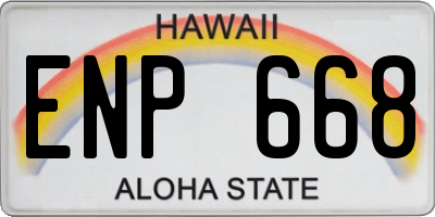 HI license plate ENP668