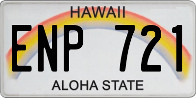 HI license plate ENP721