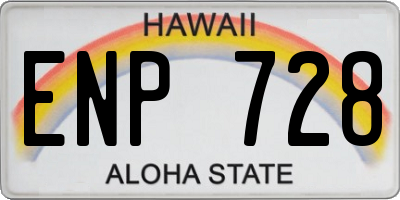 HI license plate ENP728
