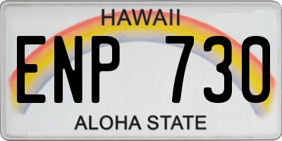 HI license plate ENP730