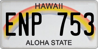 HI license plate ENP753