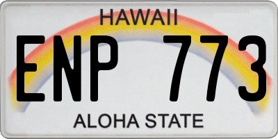 HI license plate ENP773