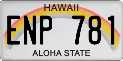 HI license plate ENP781