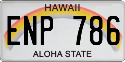 HI license plate ENP786