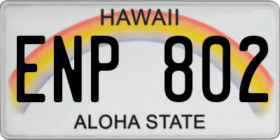 HI license plate ENP802
