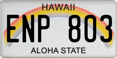 HI license plate ENP803
