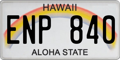 HI license plate ENP840