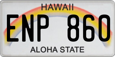 HI license plate ENP860