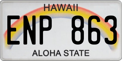 HI license plate ENP863
