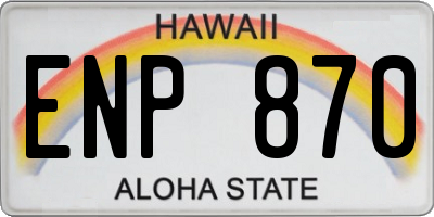 HI license plate ENP870